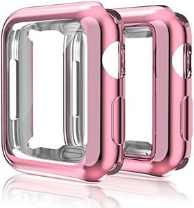 Case Compatible for Apple Watch Series 6 /SE/Series 5/Series 4 Screen Protector 40mm iWatch Overall Protective Case TPU HD Clear Ultra-Thin Cover for 40mm Apple Watch 2 Pack Rose Gold