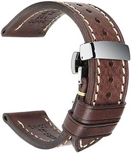 REZERO Handmade Genuine Leather Watch Band, Vegetable Tanned Leather, Oil-Waxed Watch Straps Replacement 18mm 19mm 20mm 21mm 22mm 23mm 24mm 26mm for Men, Women