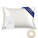 ALASKA BEAR 100% Mulberry Silk Pillowcase for Hair and Skin Health, Hypoallergenic, Standard Size 50x75cm Natural Silk Pillow Case for Beauty Sleep (1pc, Ivory White)