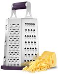 Utopia Kitchen - Cheese Grater & Shredder - Stainless Steel - 6 Sided Box Grater - Large Grating Surface with 6 Razor Sharp Blades - Non Slippery rubber bottom - (Plum)