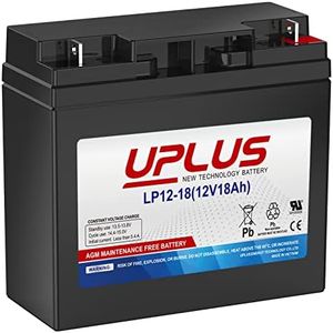 Uplus12V 18Ah Rechargeable Sealed Lead Acid Battery with Nut and Bolt (NB) Terminal, Rechargeable SLA AGM Battery Replaces UB12180 FM12180 6fm18 for Mobility Scooter, Jump Starter Box, Lawn Mower etc.