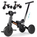 Bautia 5 in 1 Kids Tricycles for 1-4 Year Old, Toddler Balance Bike for Boys Girls Gift Present, Baby Trike with Parent Handle and Removable Pedals for 12 Months+ (No Parent Steering Version)