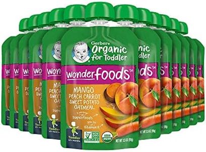 Gerber Organic Baby Food Pouches, Toddler, WonderFoods, Mango Peach Carrot Sweet Potato & Oatmeal, 3.5 Ounce (Pack of 12)