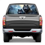 Truck Rear Window Graphic Decals Two Wolves Pickup Car Window Stickers 66" x 22" Truck Back Window Perforated Vinyl Window Film Decal for Trucks SUV