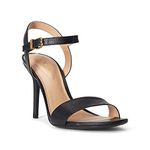 LAUREN Ralph Lauren Women's Gwen Burnished Leather Sandal, Black, 5.5 UK