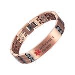 EnerCoppeX 7.85-Inch Pure Copper Medical Alert Bell Bangle: Magnetic Copper Sleeve Bracelet - Emergency Medical Wristband & Alarm - for Mum and Dad (Alzheimer's disease.)