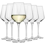 KROSNO Large White Wine Glasses | Set of 6 | 13.2 oz | Avant-Garde Collection | Crystal Glass | Perfect for Home, Restaurants and Parties | Dishwasher Safe