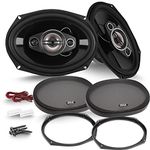 Pyle 6x9/7x10 car Speakers 4-Way Quadriaxial Full Range Sound Audio - Butyl Rubber Surround, 500W w/ 4Ohm Impedance & 3/4'' Piezo Tweeters - Black Pair