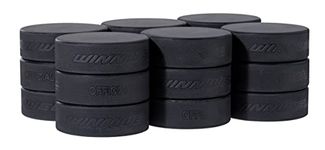 Winnwell Black Ice Hockey Pucks - Box of Standard 6oz Ice Puck, Official Size, Great for Stick Handling & Training Drills for Youth & Adult Players- 18 Pack