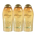 OGX Smoothing + Coconut Coffee Exfoliating Body Scrub with Arabica Coffee & Coconut Oil, Moisturizing Body Wash for Dry Skin, Paraben-Free with Sulfate-Free Surfactants, 19.5 Fl Oz (pack of 3)
