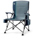 TIMBER RIDGE Oversized Folding Camping Chair for Adults Seat width 62cm, Heavy Duty Camping Chairs 230kg with Lumbar Support, High Back Portable Outdoor Chair Picnic Garden (Blue, Normal Back)