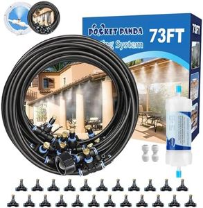 Misters for Outside Patio, Outdoor Water Misting Cooling System w Filter,73FT|23M. Backyard Mist Kit for Garden, Greenhouse, Fan,Deck,Umbrella,Canopy,Pool,Porch,Trampoline,Park,BBQ Party Accessories