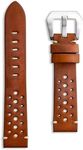 Buckle & Stitch Leather Rally Handmade Watch Strap - Perforated Racing Style Watch Band – Black Dark Brown Tan Navy Blue – 20mm 22mm 24mm – Spring Bars and Tool Included - Replacement Strap, 20mm