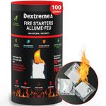 Dextreme Quick Instant Fire Starter 100Pcs - Waterproof All-Purpose Indoor & Outdoor Firestarter, for Charcoal Starter, Campfire, Fireplace, BBQ, Survival and Wood Stove - Odorless and Non-Toxic