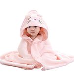 Asnewkit Hooded Baby Towel, Baby Bath Towels with Hood,Unique Animal Design Baby Towel with Hood Soft Absorbent Baby Bath Towels, for Newborn Baby Boy and Girl (Pink)