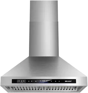 Wall Mount Range Hood 36 inch，Kitchen Hood in Stainless Steel With Ducted/Ductless Convertible,900 CFM Stove Hood with Voice/Gesture/Touch Control，4 Speed Exhaust Fan