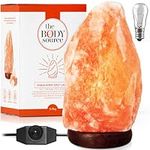 The Body Source Himalayan Salt Lamp 10-12 inches (11-15Ib), Includes Dimmer Switch and Night Light - All Natural Salt Lamp with Handcrafted Wooden Base and Light Bulb Replacement