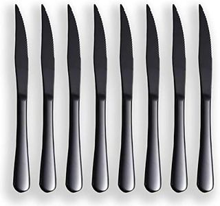 Black Steak Knife Set, Kyrtaon Black Serrated Knife, Titanium Black Plating Stainless Steel Sharp Knives Set, Dinner Knifes Set of 8, Dishwasher Safe Sturdy And Easy To Clean