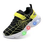 xinlanlin Kids Shoes Toddler Boys Girls Athletic Running Sports Sneakers Non-Slip Lightweight Sneakers Unisex Luminous Sneakers for Toddler/Little Kid (Black Yellow, 178)