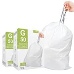 Code G 2 Packs(100 Count) 8 Gallon Heavy Duty Drawstring Plastic Trash Bags Compatible with Simplehuman Code G | 1.2 Mil | White | 8 Gallon/30 Liter