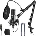 MAONO Condenser Microphone with One-Touch Mute AU-PM421 Professional Cardioid Podcast USB Mic 192KHZ/24BIT and Mic Gain Knob for Broadcasting, Recording, Gaming,YouTube, Black