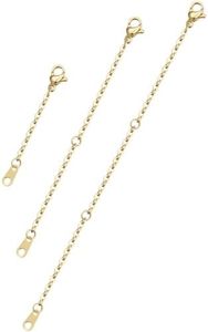 Gold Necklace Extenders, JIACHARMED 3pcs Adjustable 14K Gold Necklace Extenders for Bracelet, Anklet Jewelry Gold Plated Necklace Extension Chain Extenders for Necklace, 2 4 6 inch