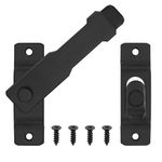 Black Door Latch, Stainless Steel Gate Latches, Garden Gate Locks for Wooden Gates, Barn Sliding Door Lock Bolts, Buckle Cam Safety Door Bolt Flip Latch for Cabinet Garage Window Closet Door, 4.45"