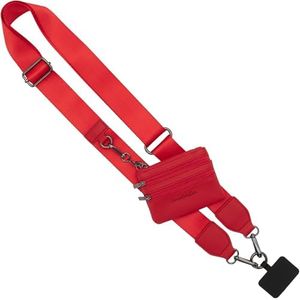 Save the Girls Clip & Go Phone Lanyard Crossbody Strap with Wallet, Red