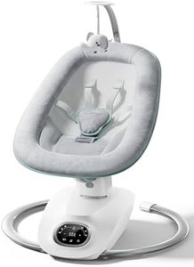 Momcozy CocoSway 3D-Motion Baby Swing for Infants to Toddlers, 6 Motion Modes & 4 Speeds, 180° Rotating Seat, Remote Control, Reclining Seat with 5-Point Harness, 8 Preset Lullabies, Grey