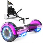 GeekMe Hoverboards with Seat, Hoverboards Hoverkart, Hoverboards Go-Kart with Bluetooth Speaker LED Lights, Gift for Children, Teenagers, Adults