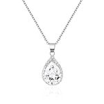 Linawe Silver Crystal Necklace for Women Trendy, Chain Choker Necklace, Moonstone Imitation Diamond Moissanite Necklace Bride Bridesmaid Wedding, Cubic Zirconia Opal Necklace Set