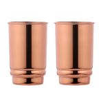 ANCIENTIMPEX Pure Copper Tumbler Set of 2 for Ayurveda Health Benefits - 350 Ml Capacity