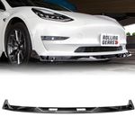 Rolling Gears Front Lip Spoiler Compatible with 2017-2023 Tesla Model 3 Front Spoiler (TB Type), Carbon Fiber Hydro-Dipping