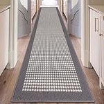 Ileading Hallway Runner Rug 2'x10' Heavy-Duty Durable Entryway Mat with Non Slip Rubber Backing for Busy Traffic Extended Indoor Doormat Grey Farmhouse Washable Kitchen Throw Rug for Corridor Office