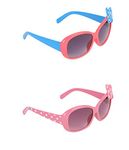 Amour Pink & Yellow Pack of 2 Rectangular Sunglasses for kid's ( Age 4+ ) with 2 FREE Hard cases