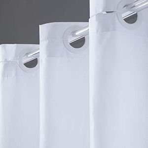 Furlinic Rideaux De Douche Salle De Bains Imperméable Blanc la Norme en Tissu Lavable Doublure Anti Moisissure,Ensembles sans Crochet-90x180cm.