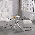 Maotifeys Round Glass Dining Table 