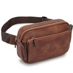 Waist Bag for Women, VX VONXURY Vegan Leather Bumbags Fanny Pack Lightweight Crossbody Belt Bag with Adjustable Strap for Outdoor Running Hiking,Brown