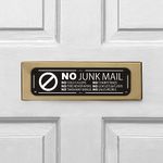 Goodvia 2x No Junk Mail Sticker for Letterbox 6.3x1.77inches Metal Aluminum Sign Self Adhesive for Front Door Wall Signs Rust Free UV Resistant and Waterprooff