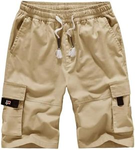 Vcansion Women's Casual Cotton Loose Fit Multi-Pockets Cargo Bermuda Shorts Khaki US 16-18