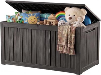 Outdoor Storage Box, 360 Gallon Waterproof Resin Deck Box with Support Rod
