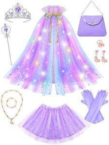 Fuzmo Light Up Princess Dress Up for Girls 3 4 5 6 Years Old, Toddler Princess Costume with Accessories, Birthday Christmas Halloween Party Gift (Purple)