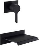 sumerain Wall Mount Bathtub Faucet Black with Waterfall Tub Spout Single Handle with Rough in Valve High Flow