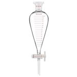 stonylab Graduated Separatory Funnel, Heavy Wall Pear-Shaped Conical Borosilicate Glass Separating Funnel with PTFE Stopcock and Plastic Top Stopper, 250 ml