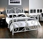 eFurniture – 4ft6 Double Metal Bed Frame with Luxurious Crystal Finials – Easy Assembly - Solid Double Metal Bed Frames with Sprung Slats – Additional Metal Support Legs