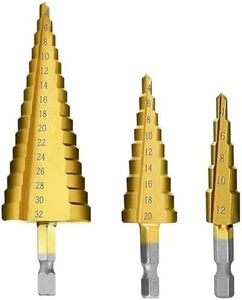 Spendeal 3-Piece Step Drill Bit Set, Hex Shank Quick Change High Speed Steel Titanium Coated Drill Bits 4-12mm/4-20mm/4-32mm for Metal, Woodworking, DIY