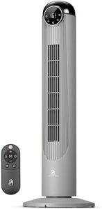 Antarctic Star T36 Tower Fan-36 Inch, Bladeless Oscillating Fan with Remote, 6 Speeds & 4 Modes, LED Display, 9H Timer, Quiet Floor Standing Fan for Bedroom Living Room Office, Grey