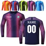 OPUTWDF Custom Goalkeeper Jersey Padded Football Goalkeeper Shirt Goalie Kit Personalised for Kids Youth Adults with Name Number Logo Purple