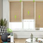 Yoolax Motorized Smart Blind with Remote Work with Alexa, Electric Shading Roller Window Shade Customized Size(Half Shading Wooden Beige)