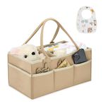 Esoes Diaper Caddy Organizer, Baby Diaper Caddy, Nursery Storage Basket Bin and Car for Diapers and Baby Wipes, Nappy Bags for Mom, Toys Storage for Child(Beige)